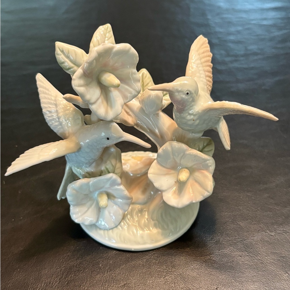Porcelain Hummingbird and Flower Figurine